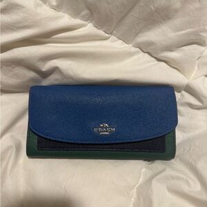 Coach Tricolor Blue, Black, and Green Wallet